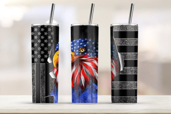 20oz Skinny 4th of July Eagle Tumbler Graphics & Print Templates