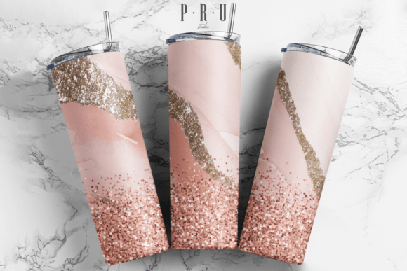 20oz Skinny Tumbler Rose Gold Agate PNG: Graphics for Crafts & Creative Design