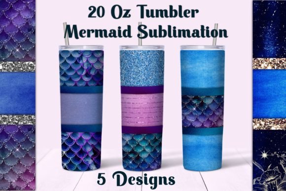 5 Mermaid Tumbler Sublimation Designs