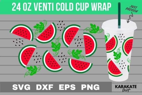 Big Watermelon Cup Wrap: Graphics for Crafts & Branding