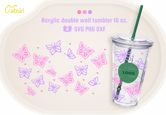 Butterfly 16oz Wrap: Graphics for Crafts & Client-Ready Tumbler Design