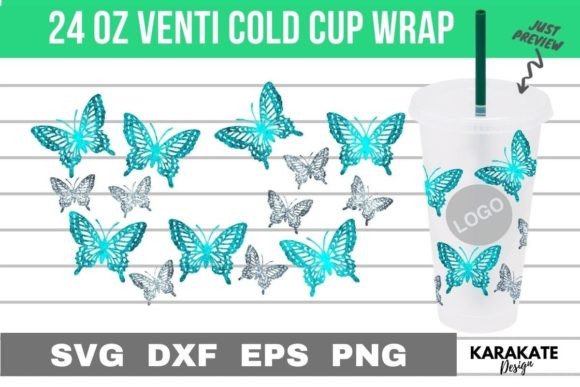 Butterfly Venti Cup Wrap: Graphics for Crafts & Content