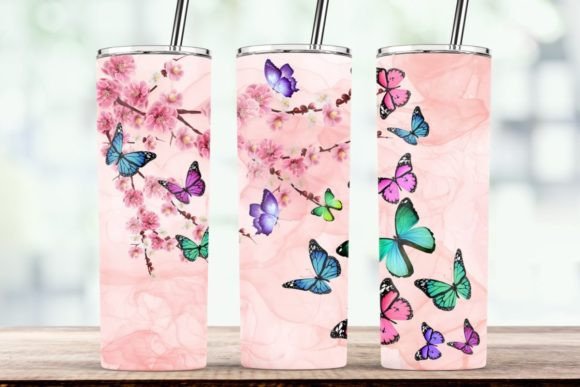 Cherry Blossom Butterfly Tumbler Wrap: Graphics for Crafts