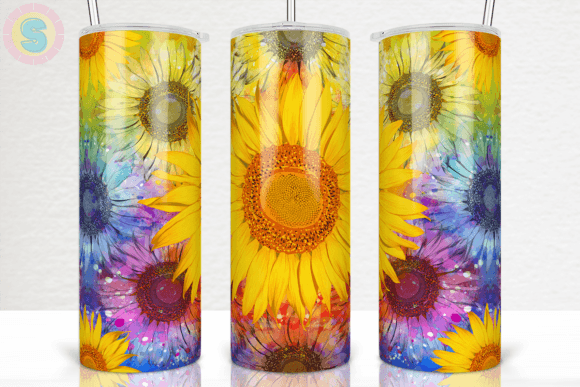 Colorful Sunflower Tumbler Wrap: Graphics for Crafts & Branding