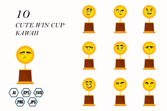 Cute Win Cup Kawaii Graphics & Illustrations