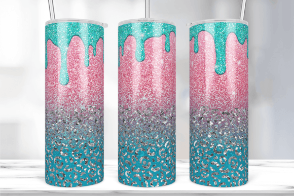 Dripping Glitter Leopard Tumbler Wrap: Graphics & Print Templates