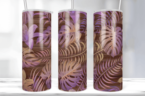 Floral Leaves Sublimation Tumbler Wrap: Graphics & Print Templates