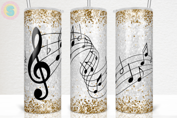 Glitter Music Note Tumbler Wrap: Graphics for Crafts