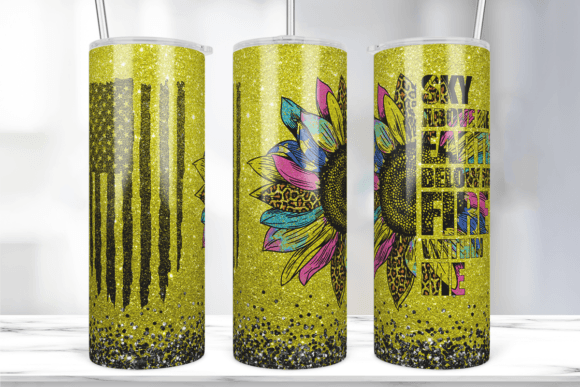 Glitter Sunflower Leopard Tumbler Wrap: Graphics & Print Templates