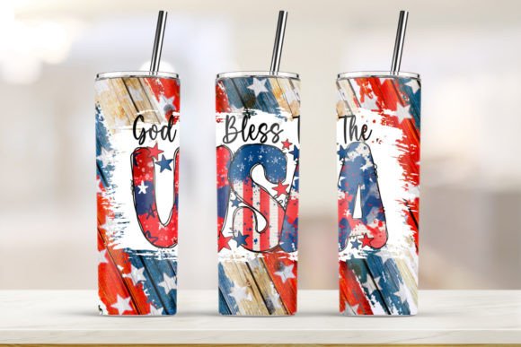 God Bless the USA Tumbler 20oz Skinny Graphics & Print Templates