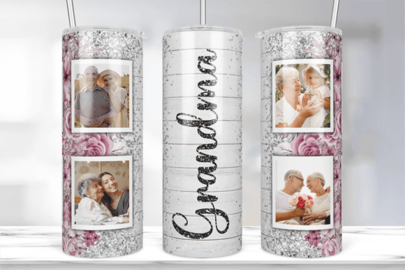 Grandma Purple Rose Photo Frame Tumbler Graphics