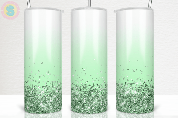Green Glitter Tumbler Wrap PNG Design for Crafts & Graphics