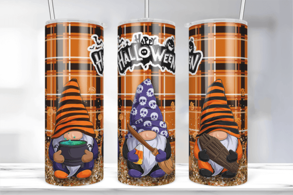 Halloween Gnome 20Oz Tumbler Wrap PNG: Graphics for Crafts & Seasonal Branding