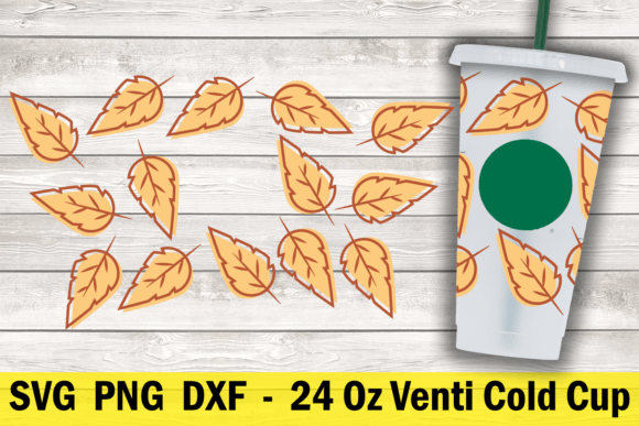 Leaf Design 24 Oz Cold Cup Wrap: Graphics for Crafts Sellers