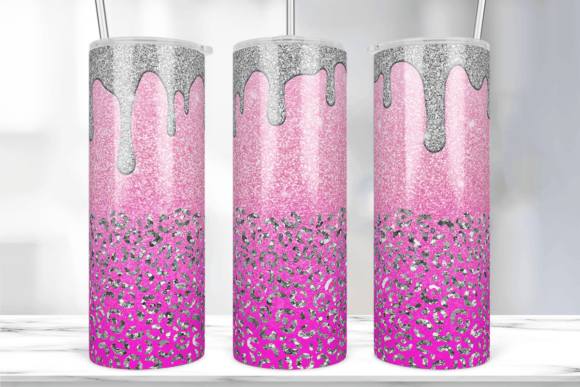 Leopard Glitter Drip Tumbler Wrap: Graphics & Print Templates