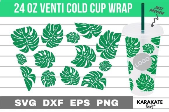 Monstera Venti Cup Wrap: Graphics for Crafts & Local Branding