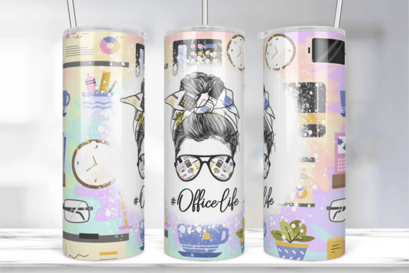 Office Life Messy Bun Tumbler Wrap: Graphics for Crafts