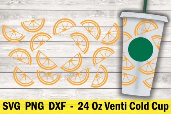 Orange Slice 24 Oz Cold Cup Wrap: Graphics for Crafts & Branding