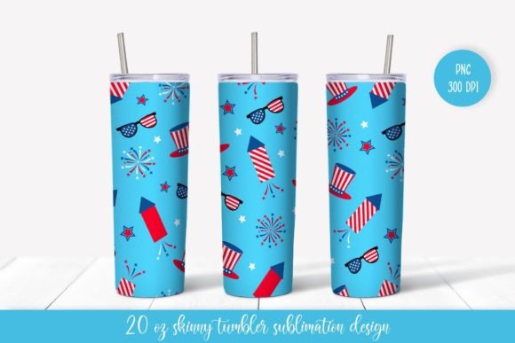 Patriotic Fireworks Tumbler Wrap: Graphics & Illustrations