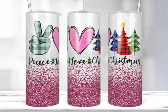 Peace Love Christmas Tumbler Wrap: Graphics & Print Templates
