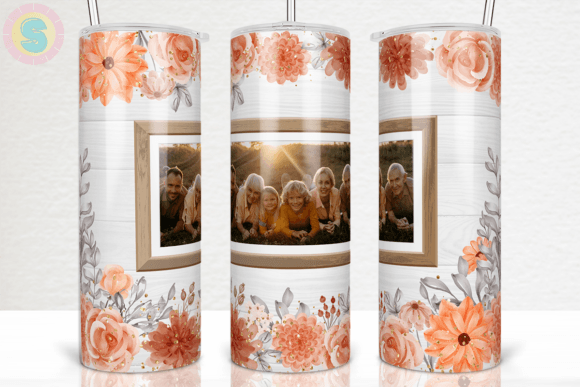 Photo Frame Orange Flower Tumbler Wrap