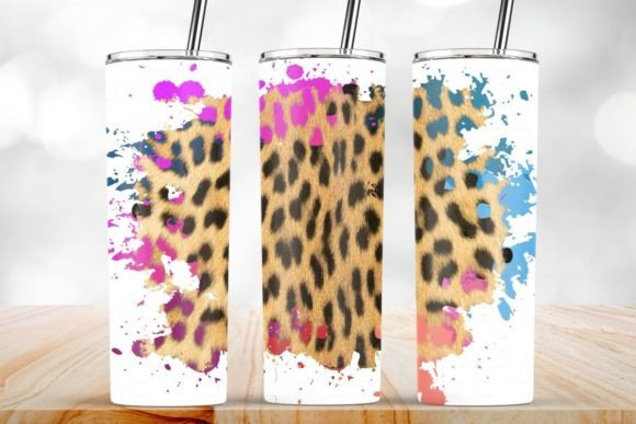 Puzzle Pieces Colorful Leopard Tumbler: Graphics for Crafts & Content