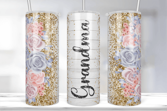SEAMLEES Grandma Rose Tumbler Wrap PNG: Graphics for Crafts & Content