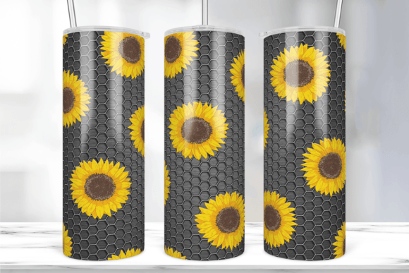 SEAMLESS Sunflower Metal Tumbler Wrap: Graphics & Print Templates