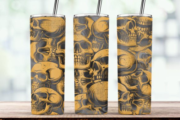 Skeleton Halloween 20oz Tumbler Wrap PNG: Graphics for Crafts