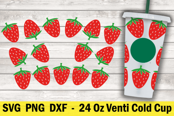 Strawberry 24 Oz Cold Cup Wrap