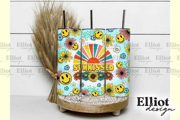 Sunkissed Retro Tumbler Wrap: Graphics for Crafts & Brand Warmth
