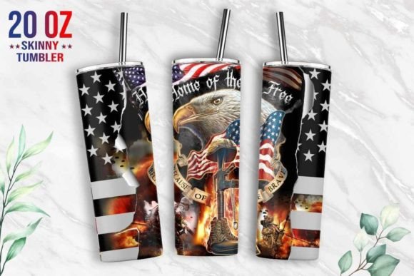 Veteran Tumbler Wrap USA Flag Graphics & Print Templates